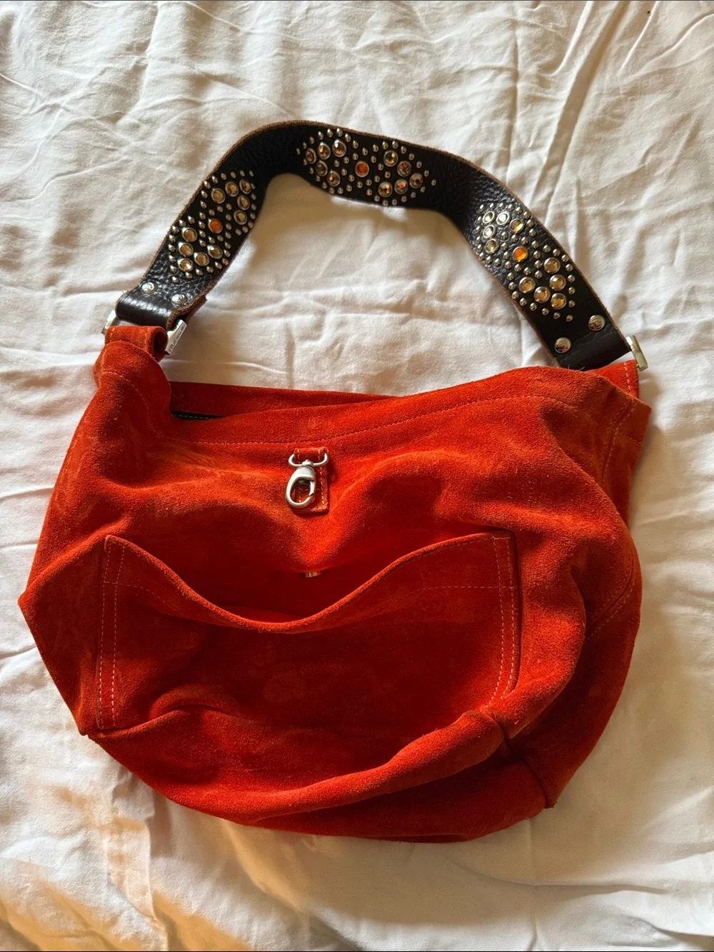 Tylie MalibuStudded Strap Red Suede Hobo Bag - Picture 1 of 4